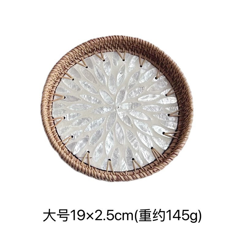 Mini Rattan & Shell Basket Set of 3