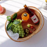 Rattan Picnic Basket with Handle