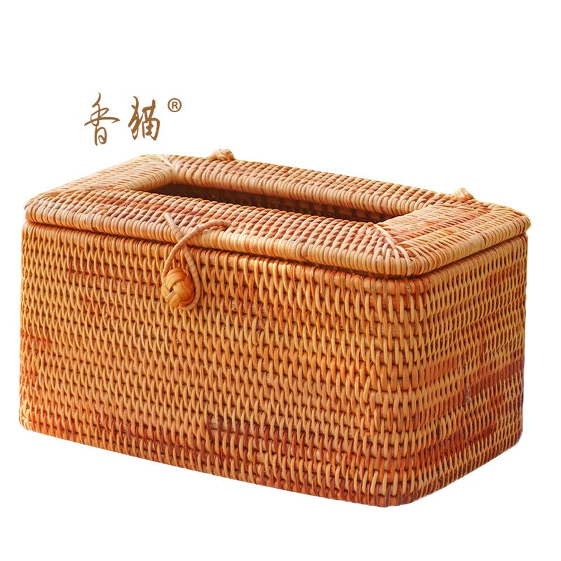 Handwoven Rattan Tissue Box