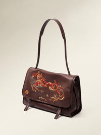 Embroidered Leather Messenger Bag