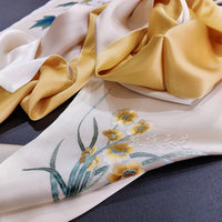 Su Embroidery Silk Long Scarf, Orange Tones