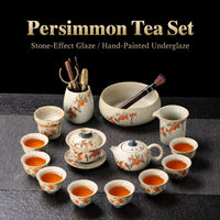 Fire-Red Stone Persimmon Ruyi Tea Set