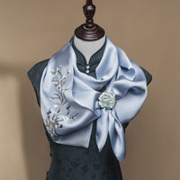 Five Plum Blossoms Silk Scarf and Ring Set