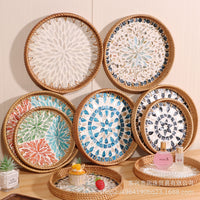 Rattan & Shell Inlay Round Tray