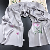 Daylily Su Embroidered Silk Scarf, 175cm