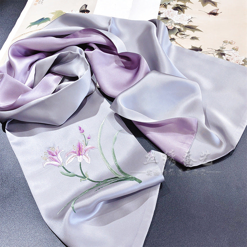 Su Embroidered Mulberry Silk Qipao Scarf