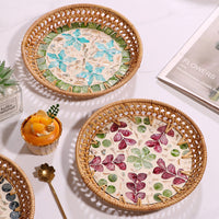 Openwork Rattan & Shell Tray