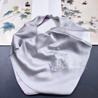 Mulberry Silk Embroidered Square Scarf 55cm