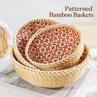 Woven Bamboo Basket, Round or Oval