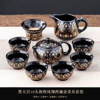 Phoenix Feather Tenmoku Tea Set