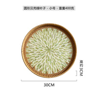 Rattan & Shell Inlay Round Tray