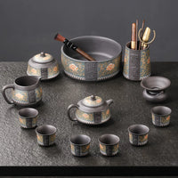Zisha Lotus Scroll Ruyi Tea Set