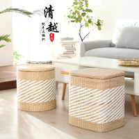 Woven Cattail Storage Stool