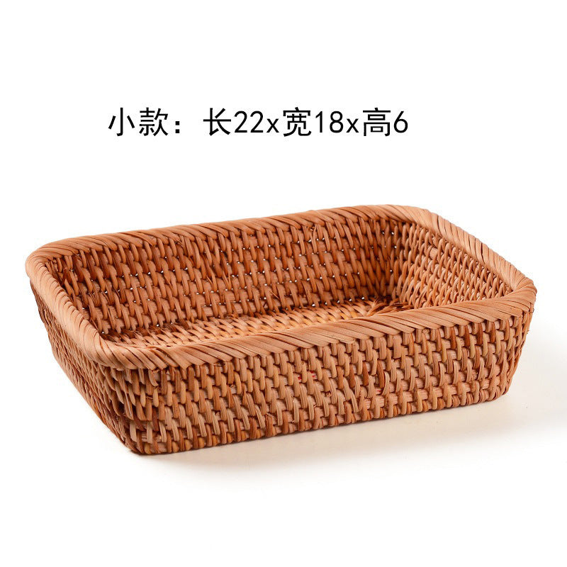 Wave-Edge Rattan Fruit Basket