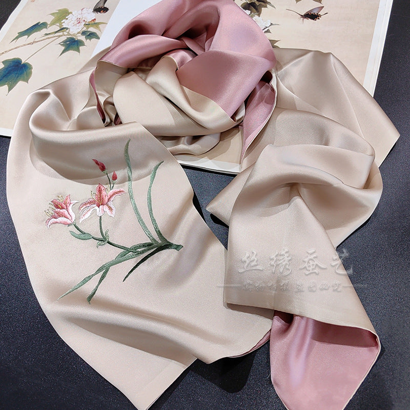 Su Embroidered Mulberry Silk Qipao Scarf