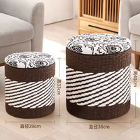 Woven Cattail Storage Stool