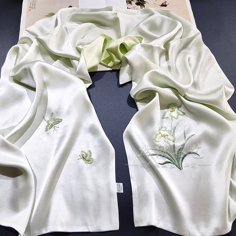 Su Embroidery Mulberry Silk Scarf, 175 cm