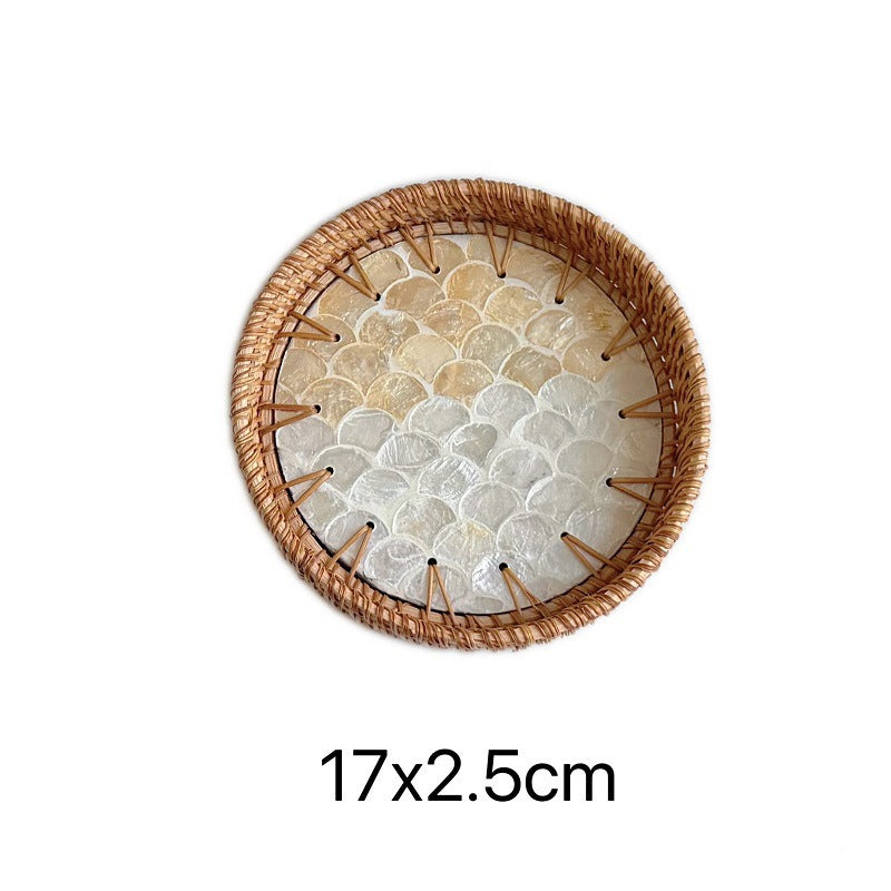 Mini Rattan & Shell Basket Set of 3