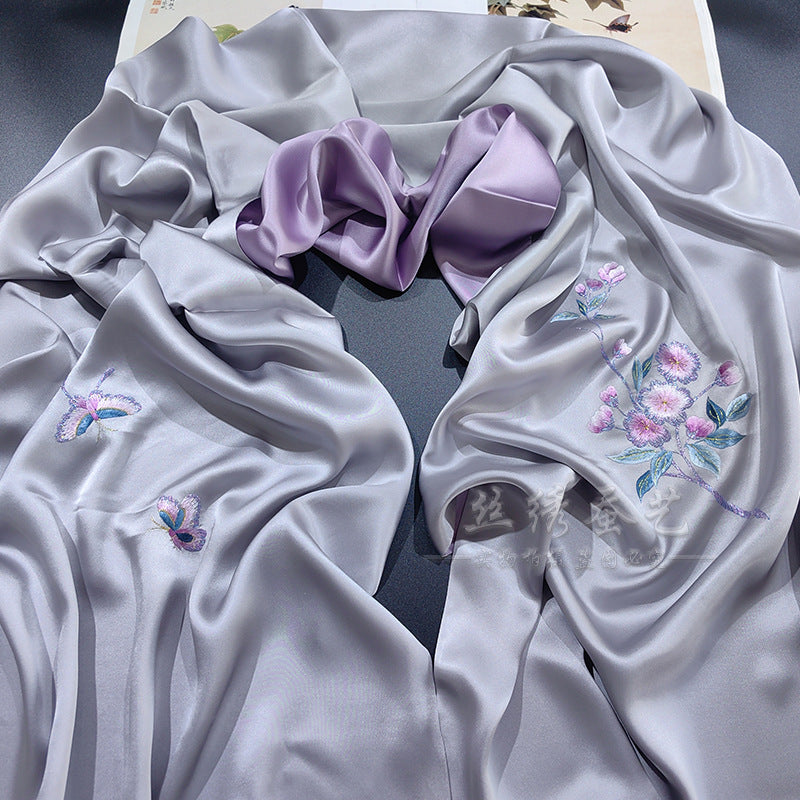 Hand-Embroidered Su Silk Shawl, Suzhou Heritage