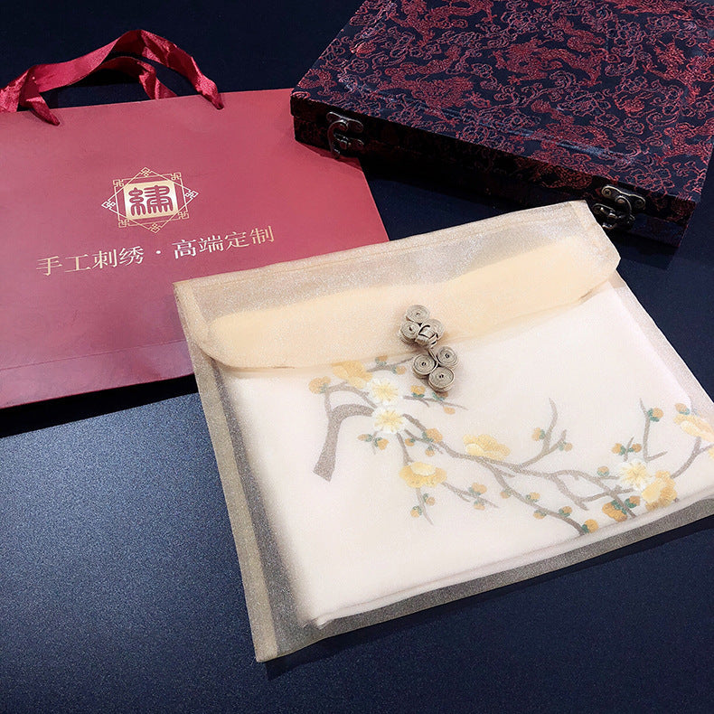 Su Embroidery Ginkgo Double-Sided Silk Shawl