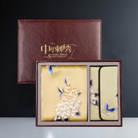 Embroidered Mulberry Silk Scarf and Wallet Set