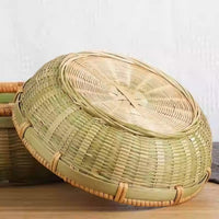 Smooth-Rim Green Bamboo Basket