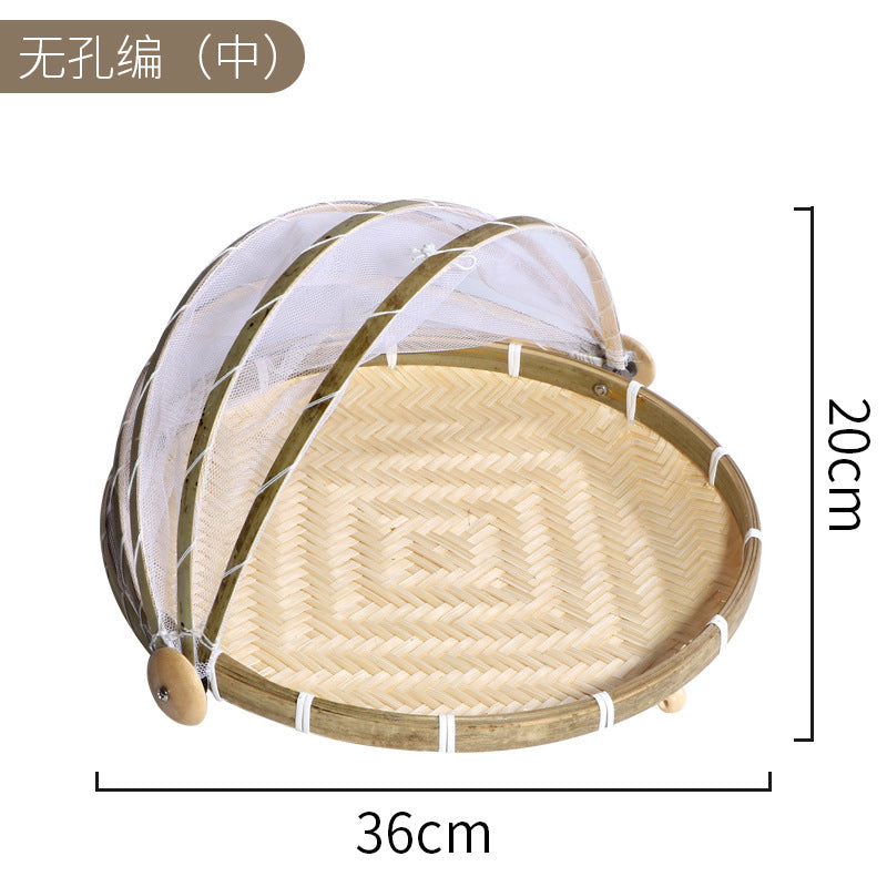 Bamboo Drying Basket with Mesh Cover