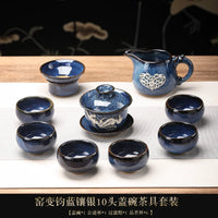 Tin-Inlaid Traditional Chinese Tea Set