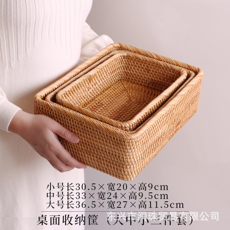 Handwoven Rattan Snack Basket