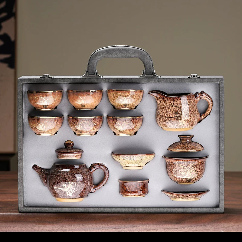Jian Ware Kung Fu Tea Set with Orchid