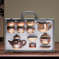Jian Ware Tea Set with Gold Bamboo
