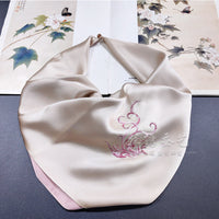 Mulberry Silk Embroidered Square Scarf 55cm