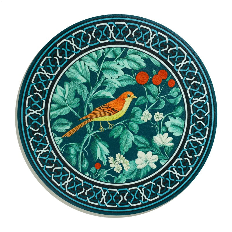 复古花卉油画系圆形西餐垫 咖啡杯圆垫 PVC印花防水防油高档餐垫