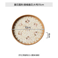 Rattan & Shell Inlay Round Tray