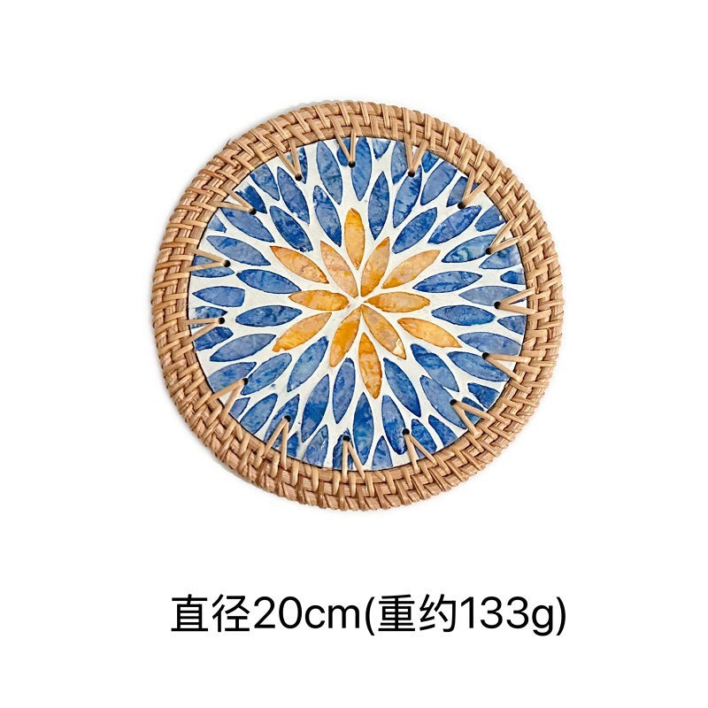 Rattan & Shell Coaster