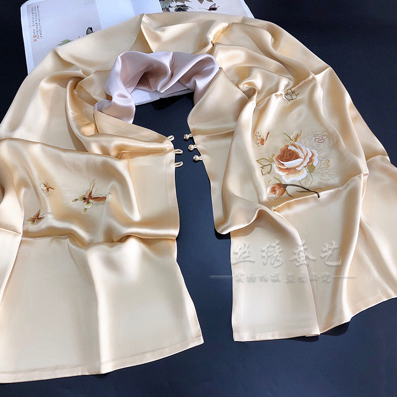 Retro Su Embroidered Silk Shawl, 190cm