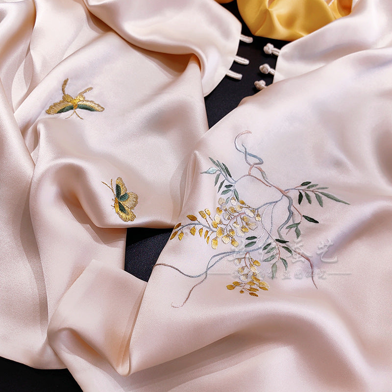 Mulberry Silk Embroidered Qipao Shawl