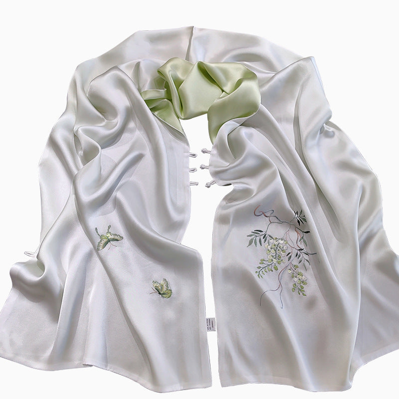 Mulberry Silk Embroidered Qipao Shawl