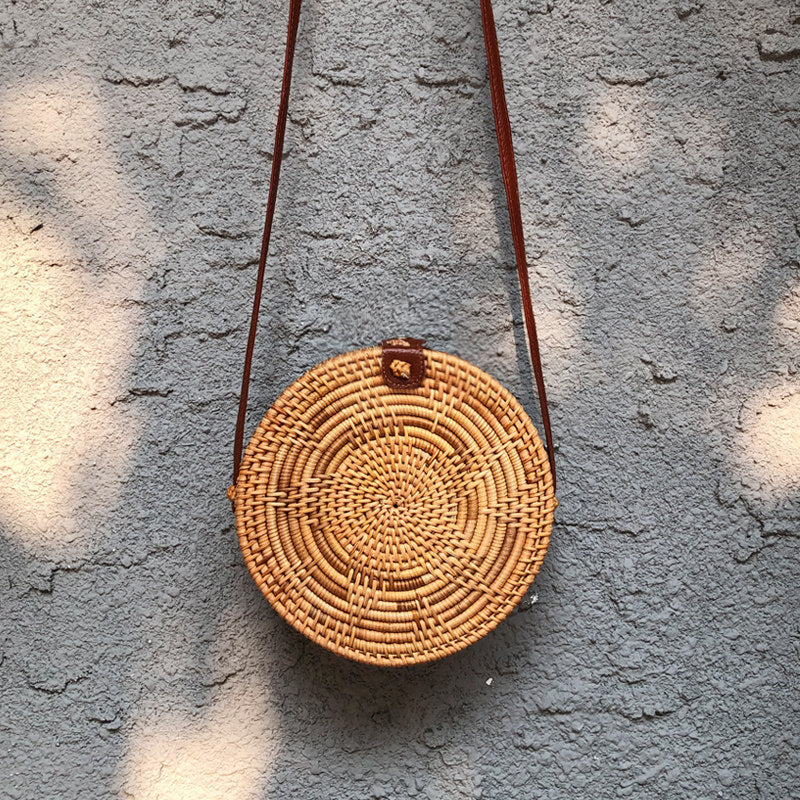 Handwoven Rattan Crossbody Bag