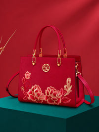 Su Embroidered Leather Wedding Bag