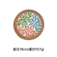 Rattan & Shell Coaster
