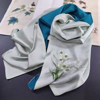 Su Embroidery Silk Long Scarf, Orange Tones