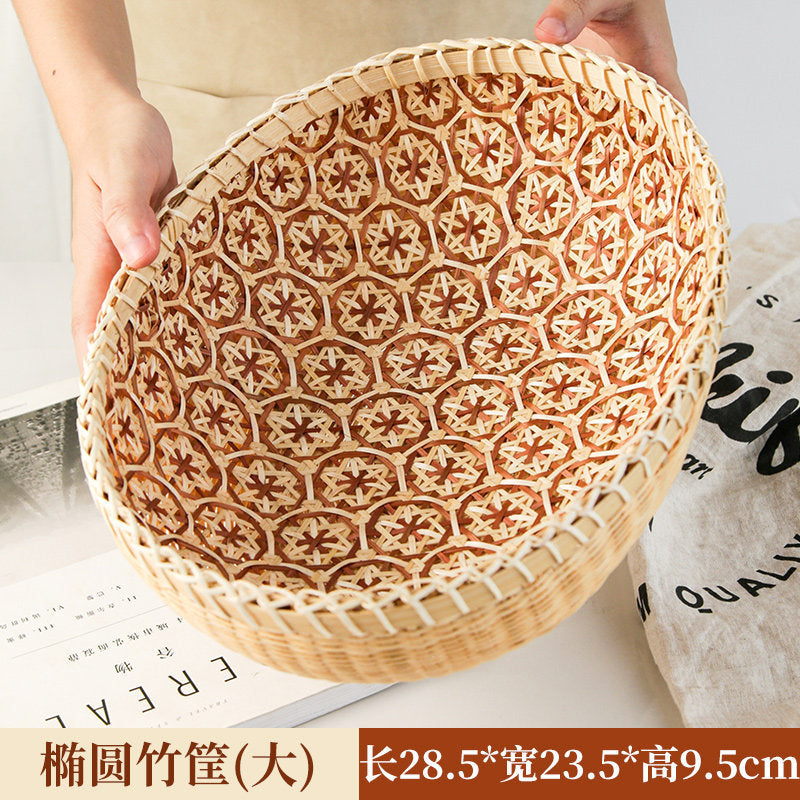 Woven Bamboo Basket, Round or Oval