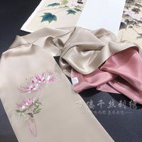 Hand Embroidered Mulberry Silk Scarf, Pastel