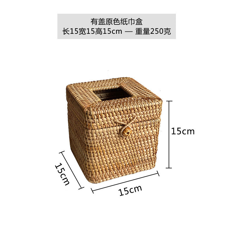 Handwoven Rattan Tissue Box