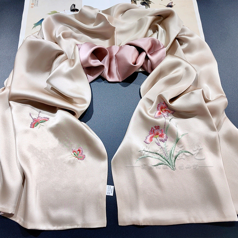 Su Embroidery Mulberry Silk Scarf, 175 cm