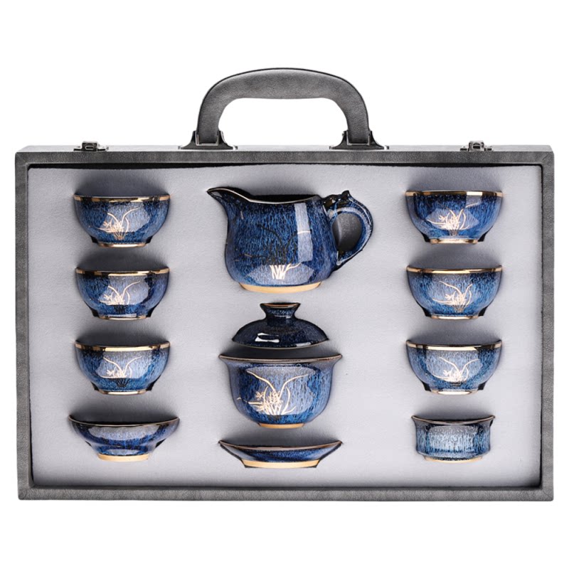 Jian Ware Kung Fu Tea Set with Orchid