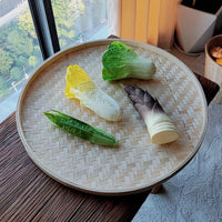 White Bamboo Round Tray