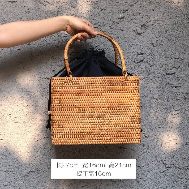 Handwoven Rattan Crossbody Bag