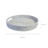 Round Rattan Tray with Handles